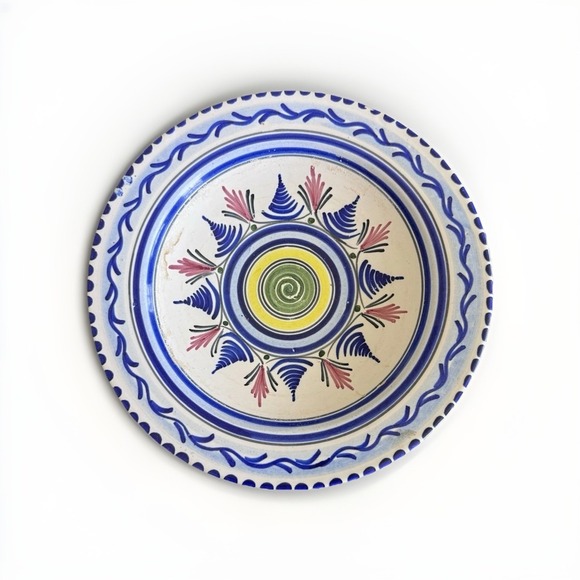 Vintage De La Cal Hand Painted Ceramic Plate 10 Inches Signed Beautiful Design - Picture 1 of 5